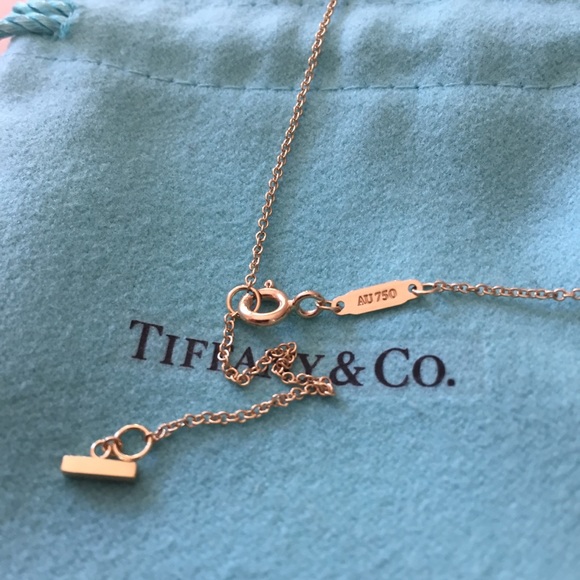 -SOLD- Tiffany T Mini Smile 18K Gold Necklace - Picture 4 of 7